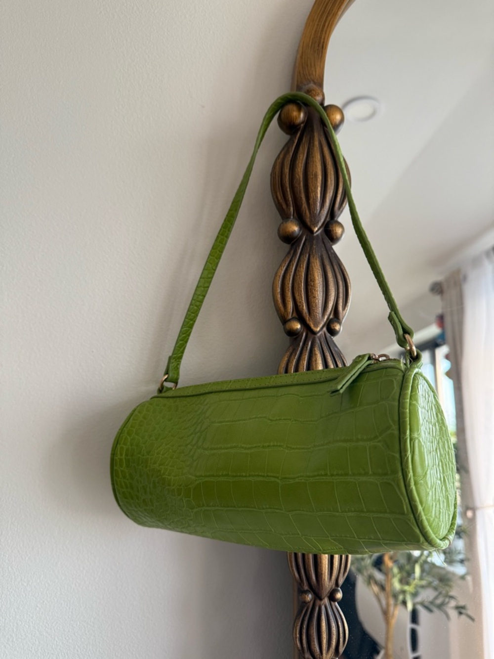 Mango Lime Green Croc-Embossed Shoulder Bag - Picture 3 of 4